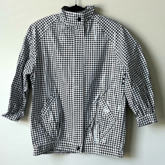 Wippette Jackets & Blazers - Wippette by Kenn Sporn Vintage 80s Houndstooth Rain Jacket with‎ Shoulder Pads